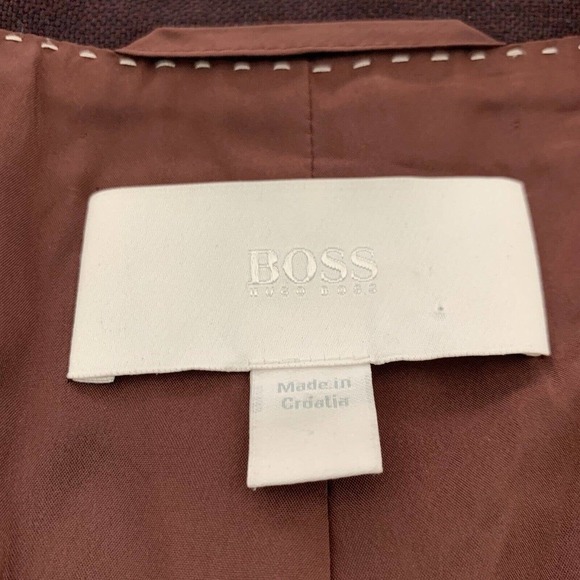 Hugo Boss Womens Blazer Jacket Size 10 Dark Purple Wool Blend One Button - Picture 6 of 12